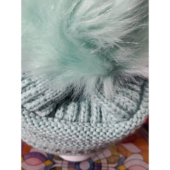 C. C Sek(Handmade)Mixed Lot Of 2 Knit Winter Pom Pom Bow Knit Hats Ponytail Hole - Picture 9 of 16